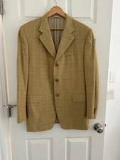 VINTAGE CANALI Mens Blazer Sport Coat Casual Jacket Size 50 R Wool Silk Suit