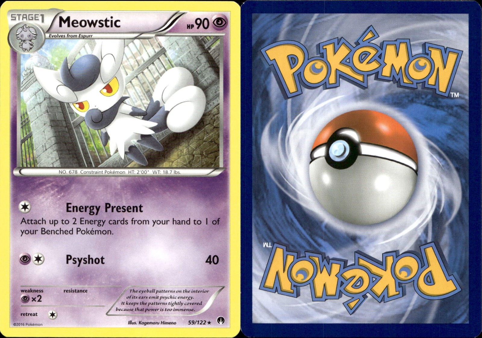 Meowstic 59/122 VLP - RARE Non Holo XY Breakpoint Pokemon Card