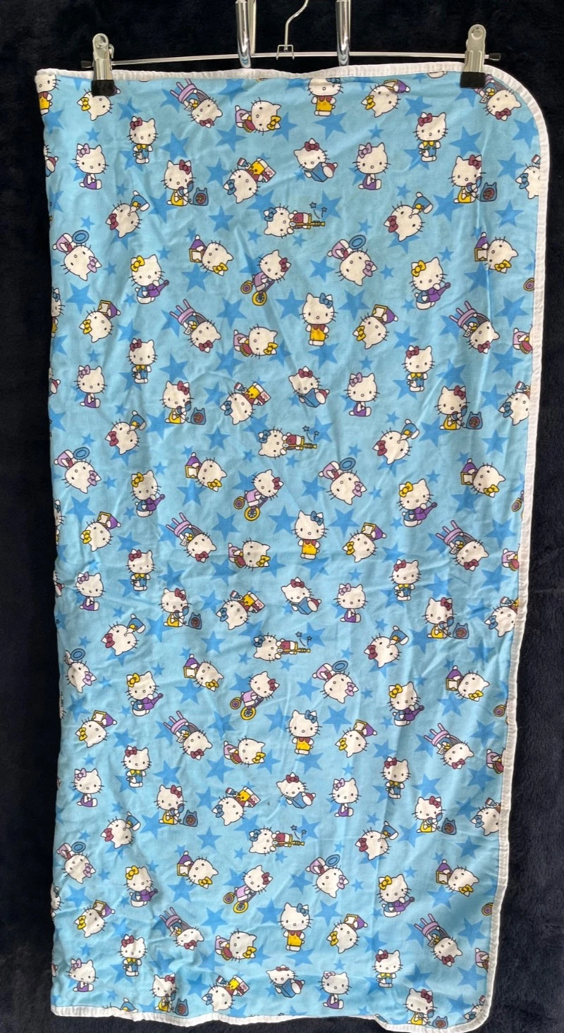 Blue Hello Kitty Adult Changing Mat 1 Metre x 1 Metre Fabric One Side PVC Other