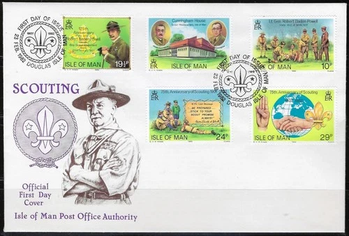 1¢ WONDER'S ~ ISLE OF MAN FDC SCOUTING 1982 C/S - F199