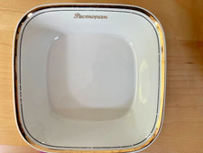 Schüssel mit Goldrand "Pесmоран" Schrift und  DDR Colditz Porzellan
