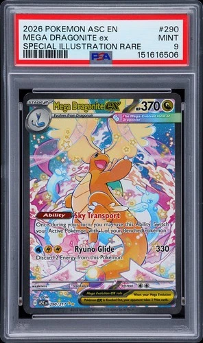 2026 POKEMON ASC SPECIAL ILLUSTRATION RARE #290 MEGA DRAGONITE EX PSA 9
