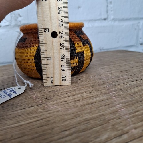 Vintage Wounaan Embera Panama Rainforest Basket Geometric Orange Brown Tribal - Picture 9 of 12