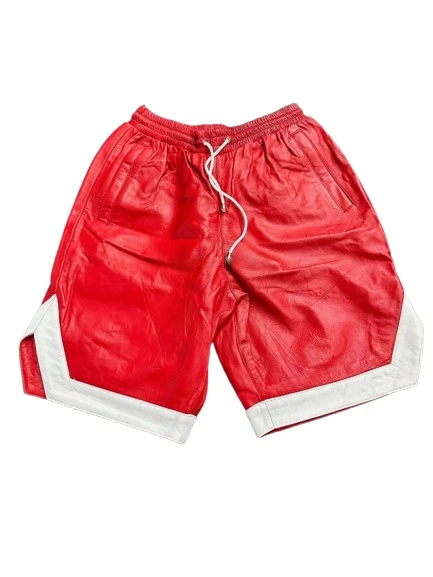 Red With White Men's Leather Shorts 100% Pure Sheepskin Real Leather Shorts
Opens in a new window or