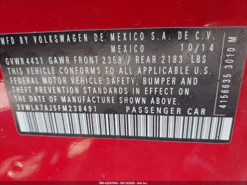 Regulador de ventana de puerta delantera derecha usado se adapta a: Volkswagen Jetta electri 2015 Foto 4 de 4