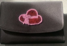 Red Hat Society Nylon Folded Wallet with Red Hat Beading New