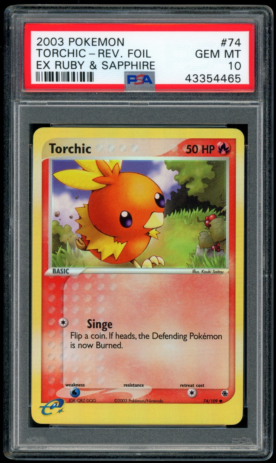 PSA 10 Torchic 74/109 Reverse Holo EX Ruby & Sapphire 2003