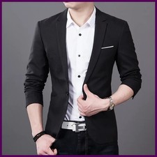 2024 Hot Men's Fashion Casual Slim Fit Suit Jacket Solid Color High Quality