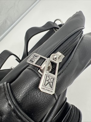 Karla Hanson Black Leather Woven Braided Large Backpack  display picture 3