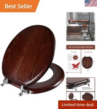 Durable Wood Veneer Natural Toilet Seat Metal Hinged Easy Clean Anti-scratch ...