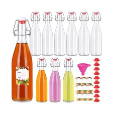 Swing Top Glass Bottles 16oz 10Pack, Reusable Glass Bottle with Stopper for K...