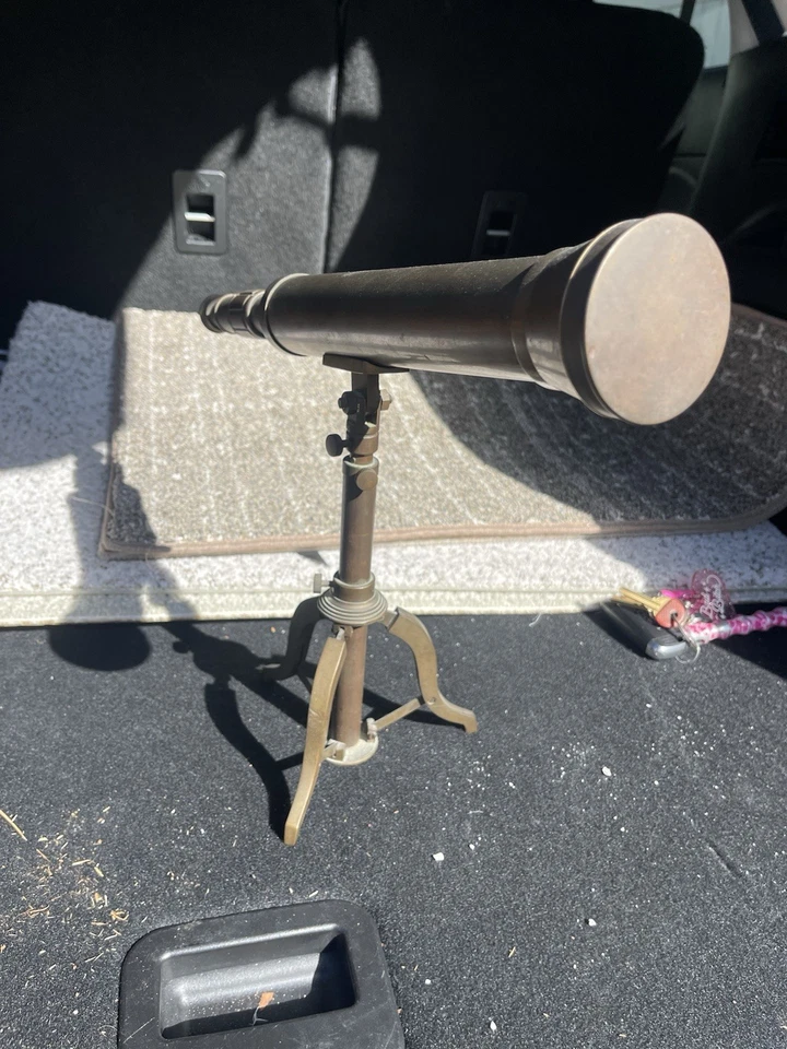 Telescopio de latón diseño de mesa antiguo Foto 2 de 4