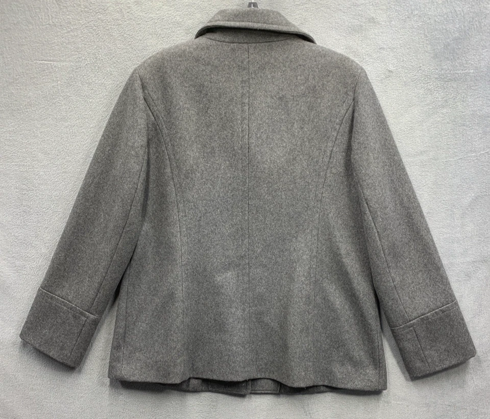 Abrigo corto de mujer Nautica gris mezcla de lana guisante de un solo pecho talla XL Foto 3 de 4