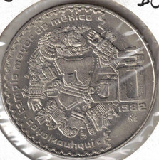 1982 Mexico Brilliant Uncirculated "COYOLXAUHQUI" Fifty Pesos Coin!