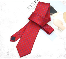 New Classic Polka Dot Red Blue JACQUARD WOVEN 100 Silk Men's Necktie Tie