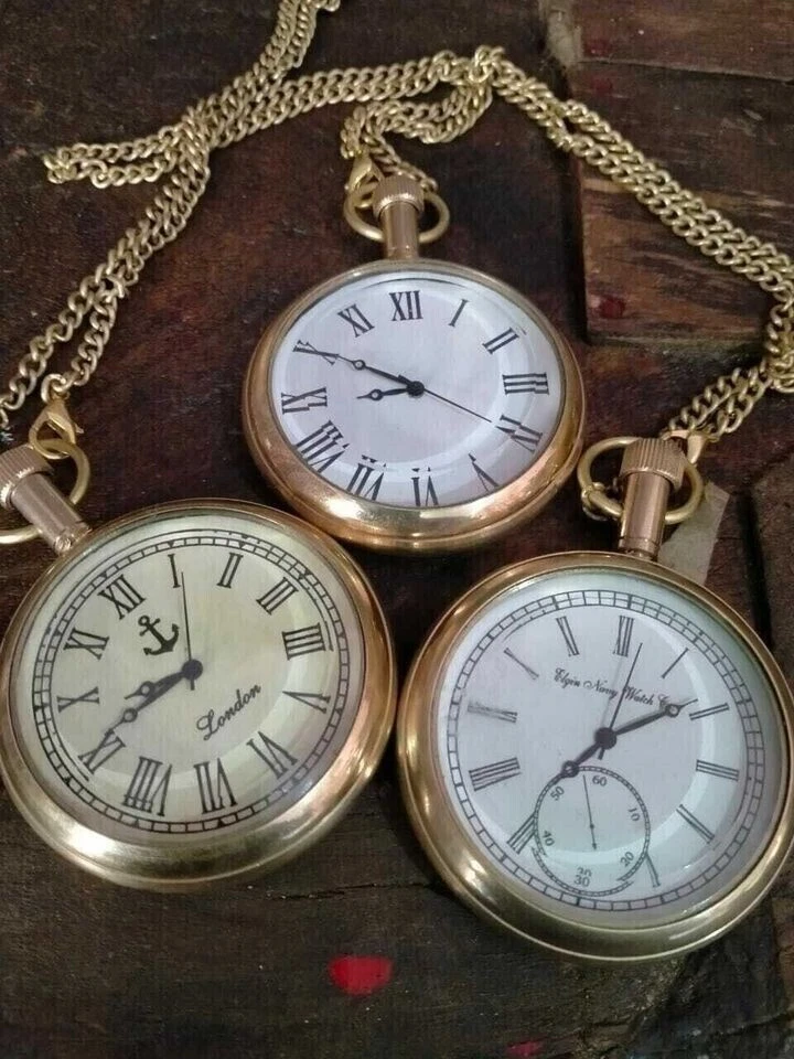 Lot of 3 vintage Brass elgin pocket Watch Collectible Antique Pocket Watch GIFT - Image 2 of 4