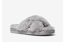 Michael Kors MK Women's Lala Faux Fur Open Toe Slide Gray Slipper Size 6