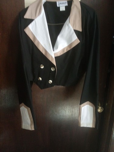 WOMENS WESTERN HORSEMANSHIP OR SHOWMANSHIP JACKET BLACK/WHITE/BROWN SIZE LARGE