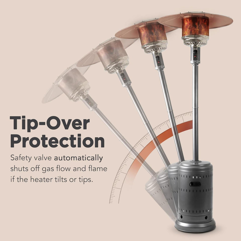 46,000 BTU Outdoor Propane Patio Heater with Wheels, Commercial & Residential, S eBay