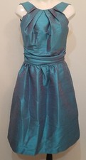 Alfred Sung Dress Fusion Blue Aqua-ish Halter-Look Size 8 Formal Bridesmaid Prom