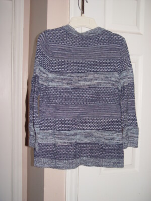 Pull Bleu Et Blanc Christopher & Banks - Taille S, Style Sweatercoat - Occasion Très Bon état