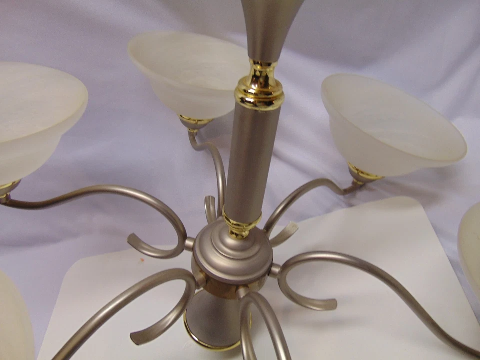 2003 Forecast Lighting Chandelier 5 frosted domes 28" x 19" F776-62 ES1945-CS - Image 3 of 4