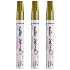 Permanent Paint Markers Pens - 3 Pack Oil Based Paint Pens, Medium Tip, Gold