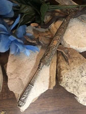 VINTAG  INOX GAUCHO BOOT ORNATE SILVER TONE SHEATH AND CLIP KNIFE