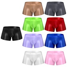 Men's Panties Biker Boxer Shorts Silky Underwear Oil Briefs Swimwear Bottoms