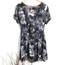 FREE PEOPLE Part Time Lover Cutout  Gray Floral Dress Size 6