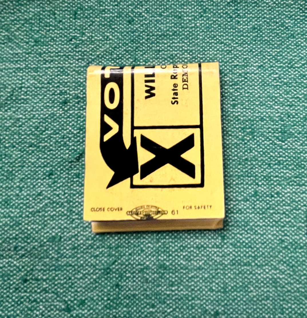 Vote Willis J. Whatley Texas Legislatur Houston Vintage Used Political Matchbook