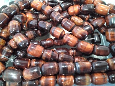Natural Red Tiger Eye, Barrel, 13-14x10mm, Approx 27pce, Free Post, OZ Seller