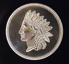 Indian Head Penny Design Cent Vtg Bullion-0.999 Silver 1 Ounce Oz Art Coin Round