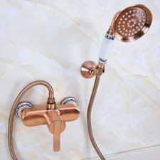 Antique Red Copper Wall Mount Bathroom Hand Shower Faucet Set Mixer Tap 2na288