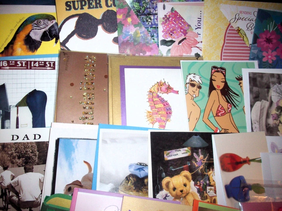 Lote de 40 Tarjetas de Felicitación ALEATORIAS + 40 Sobres, Variadas Marcas Vacaciones Ocasiones Foto 3 de 4