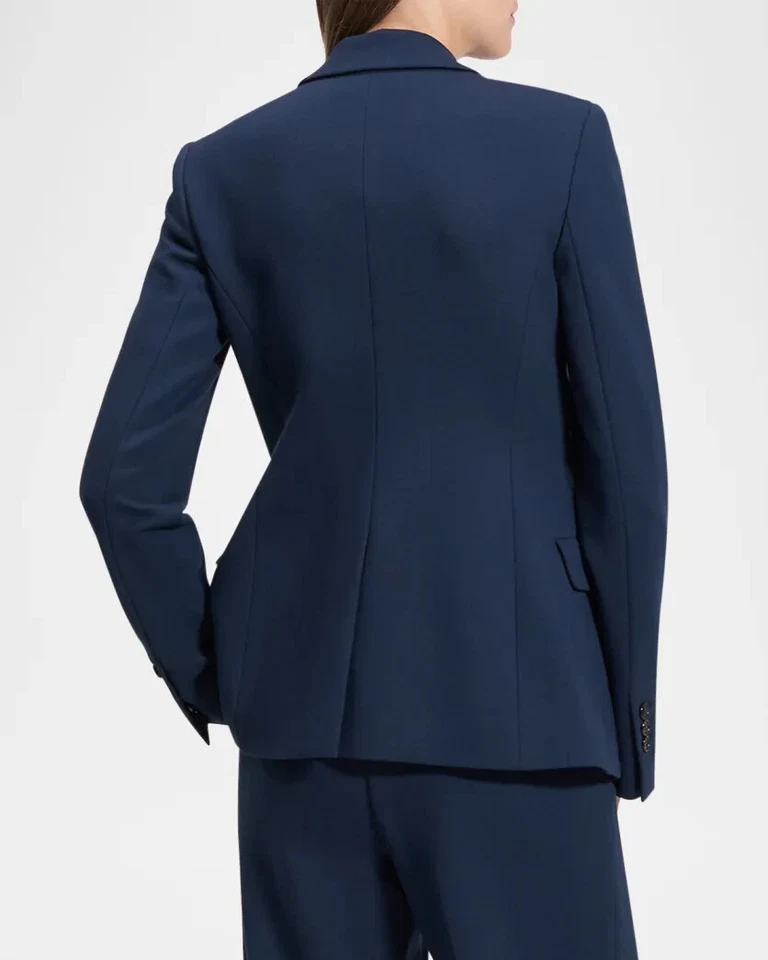 NEW, Theory Slim Fit Smooth Ponte Blazer in Navy Blue Size 10 #SJ1377 - Image 3 of 4