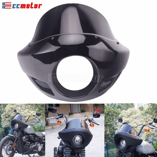 5-3/4" Headlight Fairing Windshield For Harley Softail Touring 35mm-49mm Forks - Picture 2 of 11
