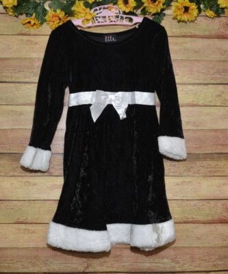 Adorable Black Velvet White Faux Fur Trim Girls 4 4T Christmas Winter Dress | eBay Adorable Black Velvet White Faux Fur Trim Girls 4 4T Christmas Winter Dress | eBay