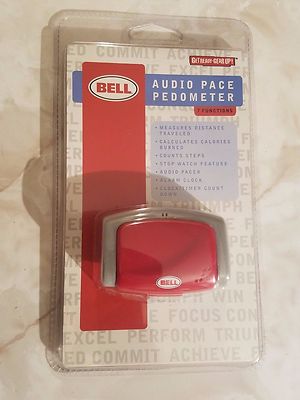 NEW SEALED BELL STEP DISTANCE CALORIE PEDOMETER RED/GREY CARDIO FITLINE