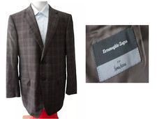 Recent Ermenegildo Zegna Brown Plaid Check Sport Coat Suit Jacket 42R US 52R EU