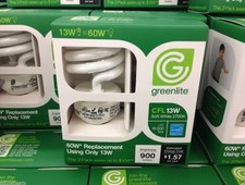 1 -10 GREENLITE 13 Watt 60 Watt Fluorescent LIGHTBULB 10,000 Hour SPIRAL BULBS