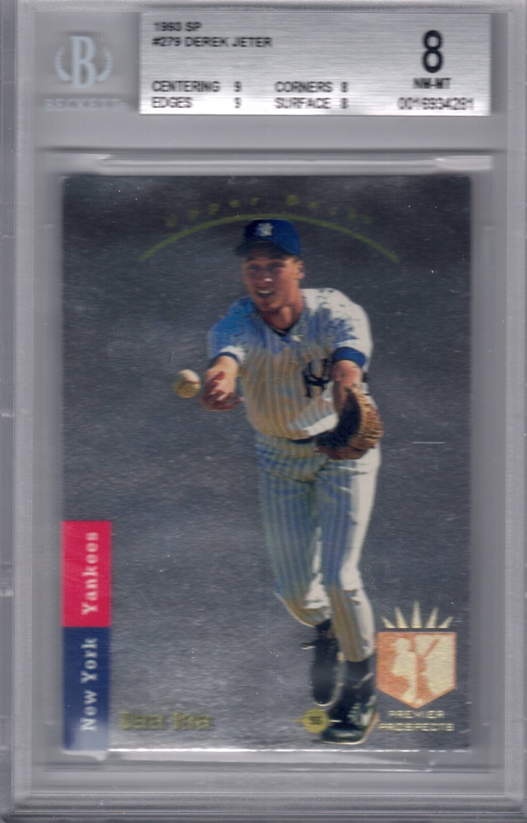 Derek Jeter 1993 UD SP foil #279 BGS grade 8 NY Yankees MLB HOF RC x281