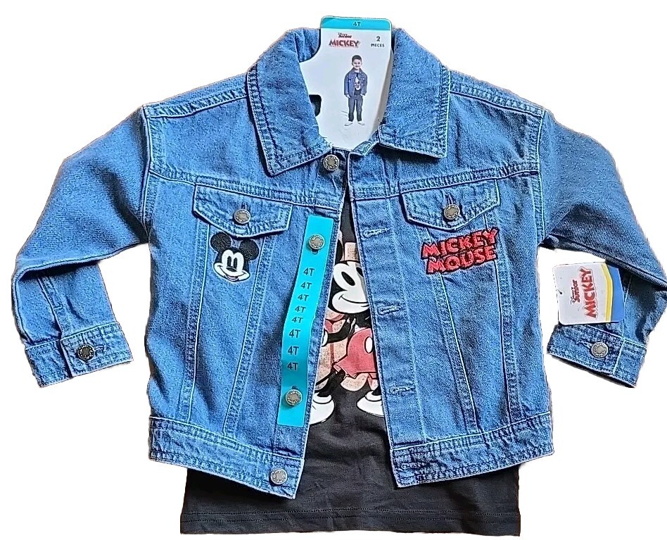 ジャケット・アウター BIG BRAND Disney / 2nd denim jacket DISNEY ~ MICKEY MOUSE ~ Two (2) Piece Set ~ Denim Jacket ~ Black