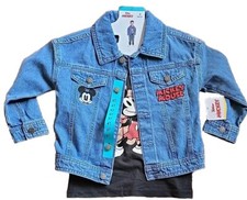 DISNEY  MICKEY MOUSE  Two 2 Piece Set  Denim Jacket  Black Tee  Size 4T