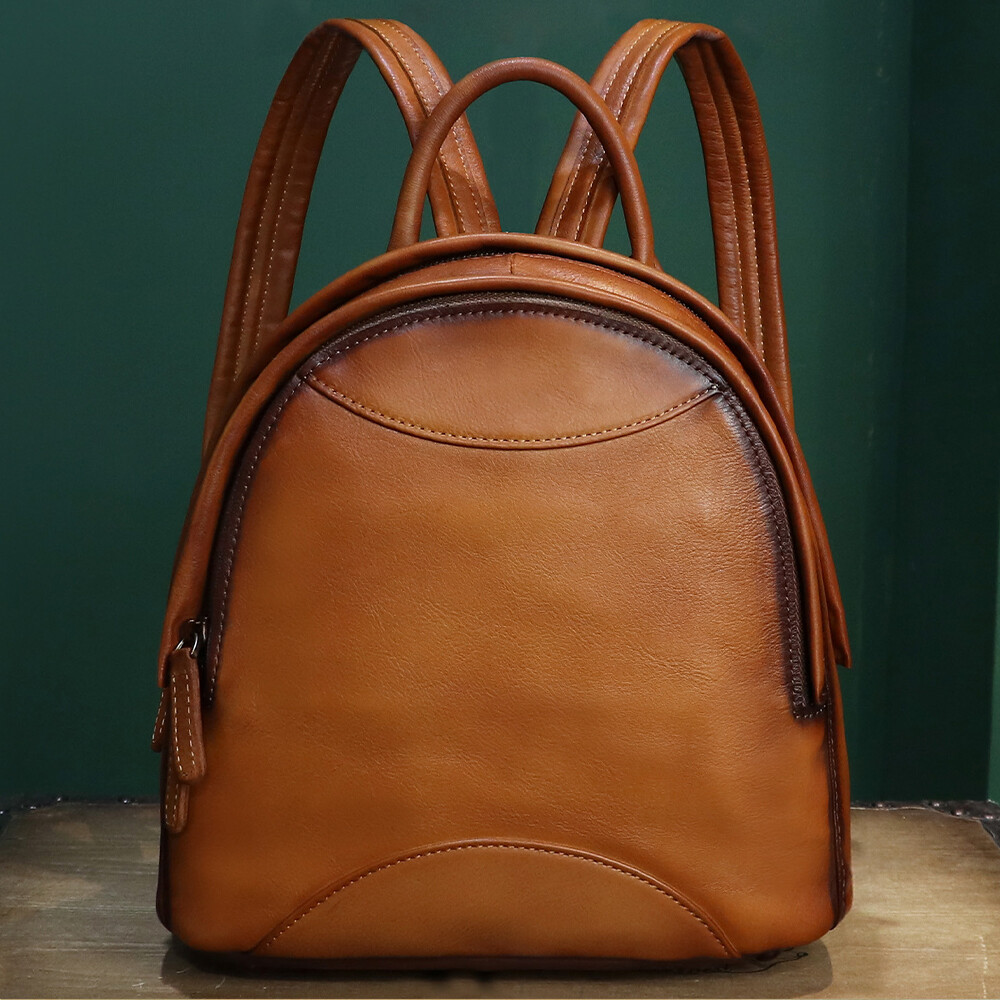 Genuine Leather Backpack Purse Retro Leather Handmade Rucksack :[ Amazon.com: Genuine Leather Backpack Purse for Women Retro  main image 2