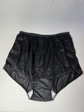 Vintage Silky Semi-Sheer Soft Black Carole Size 10 100 Nylon Brief Granny Panty
