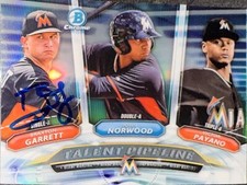 2018 Bowman Talent Pipeline Braxton Garrett Rookie Miami Marlins AUTO SIGNED