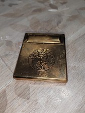 Ancien Poudrier Doré Au Motif Guilloché Avec Son Tamis Et Son Miroir Intérieur