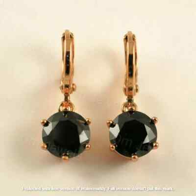 2Ct Lab Created Black Diamond Drop Dangle Women's Earring 14K Yellow Gold Finish