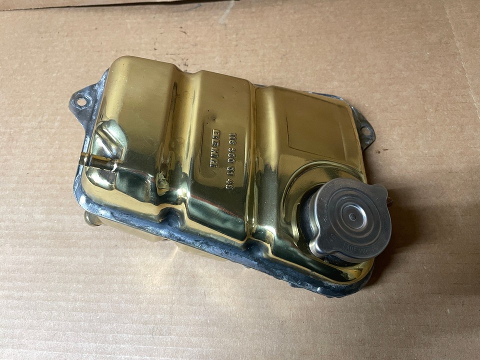 Mercedes W116 W123 W126 Polished Brass Coolant Expansion Tank mercedes-w116-w123-w126-polished-brass-coolant-expansion-tank